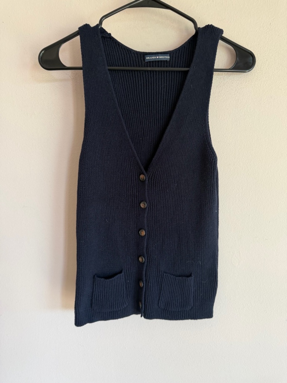 Brandy Melville Navy Blue Button-Up Knit Vest